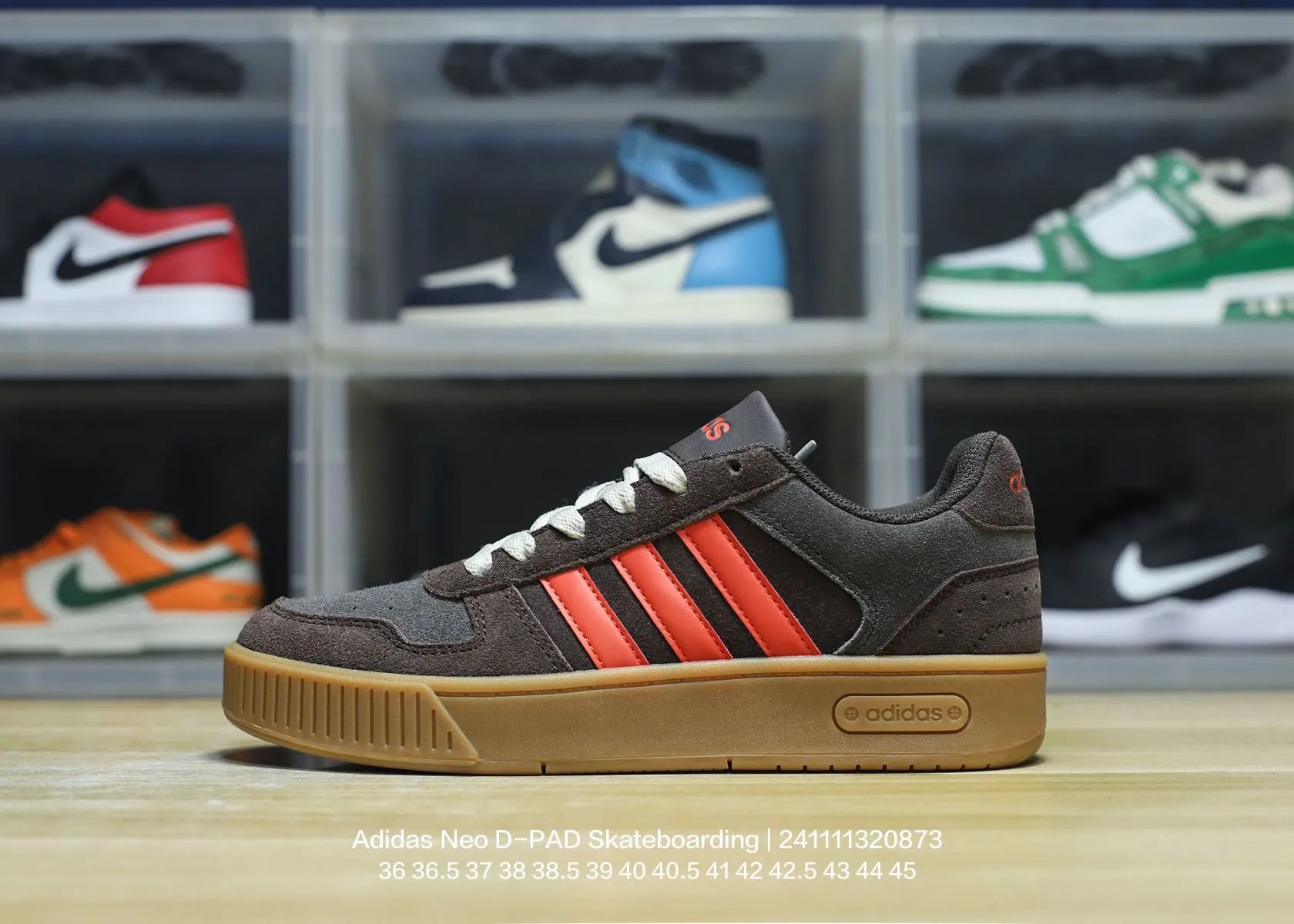 Adidas Neo D-PAD Brown Red Suede Skate Shoes