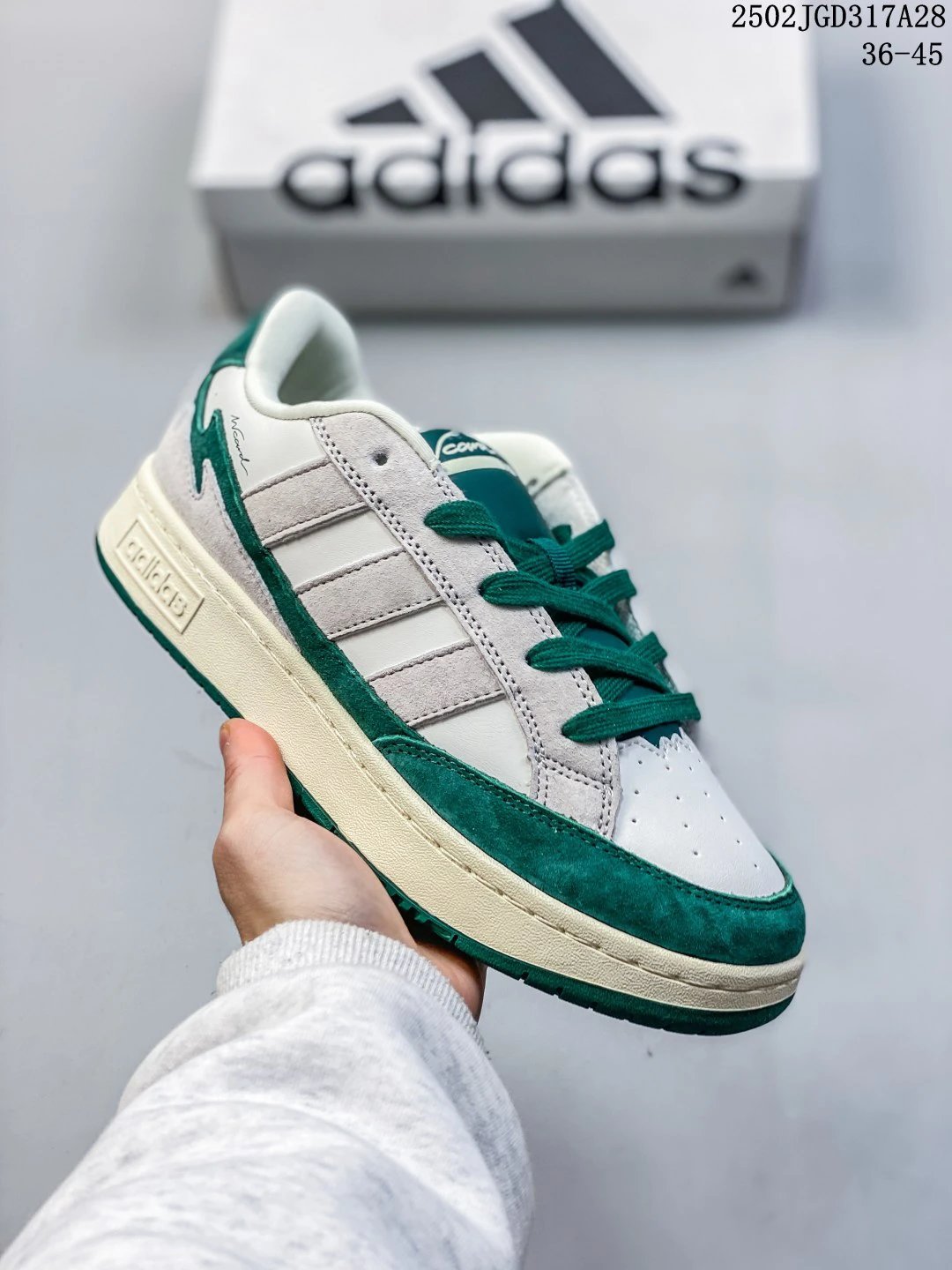Adidas Originals Retro Low-Top Suede Sneakers White Green