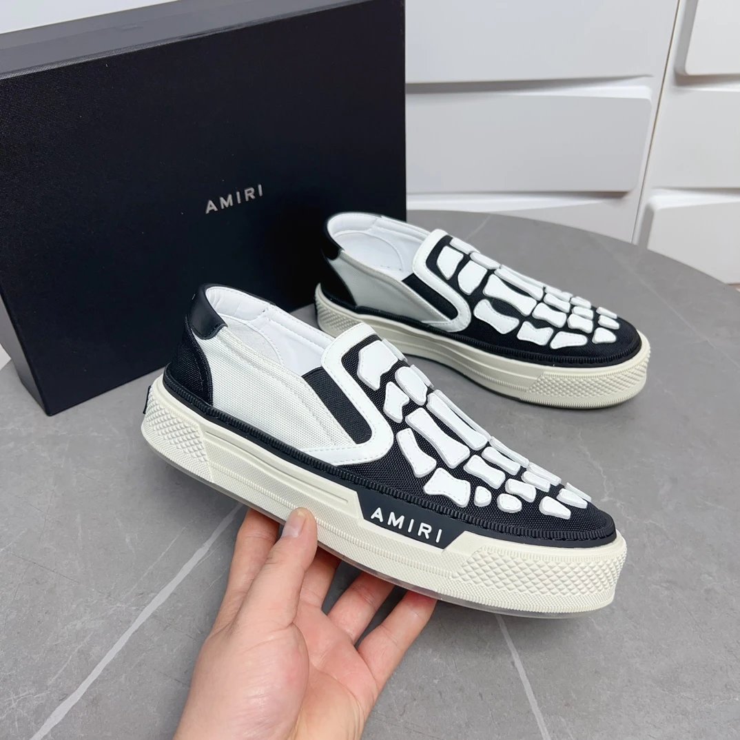 Amiri Skeleton Slip-On Sneakers Black White Unisex