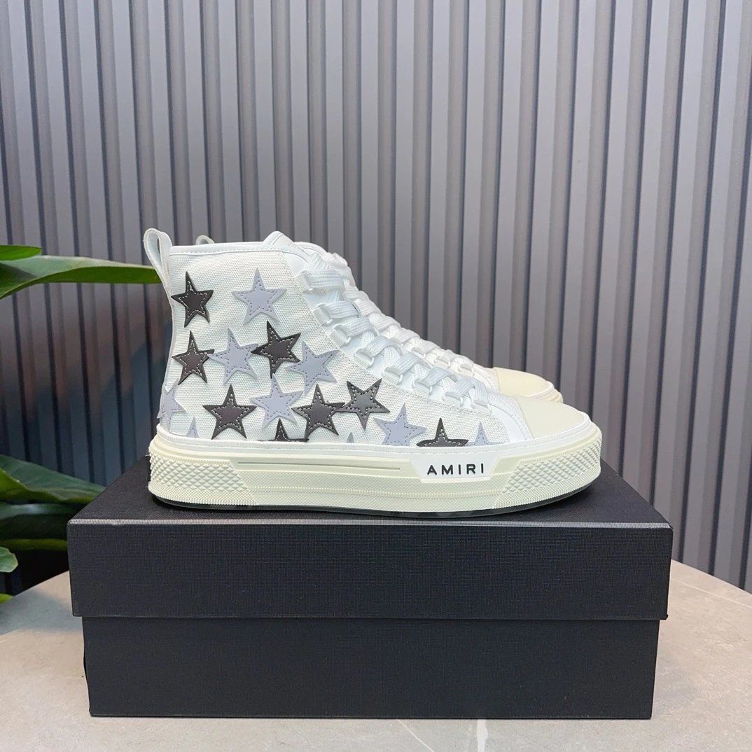 Amiri Skel Top White Star Patch High Top Sneakers