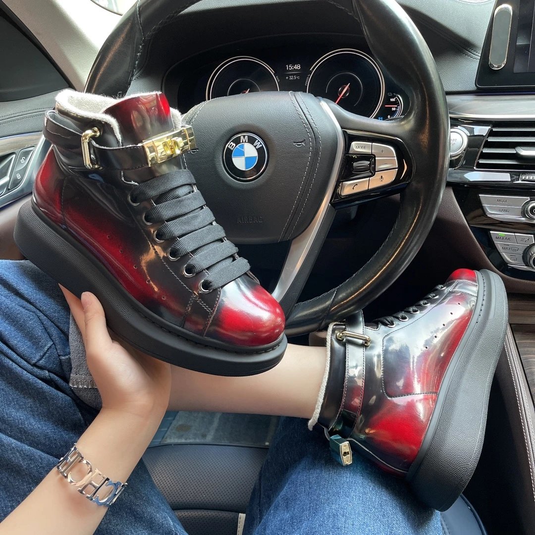 Alexander McQueen Black White Platform Sneakers