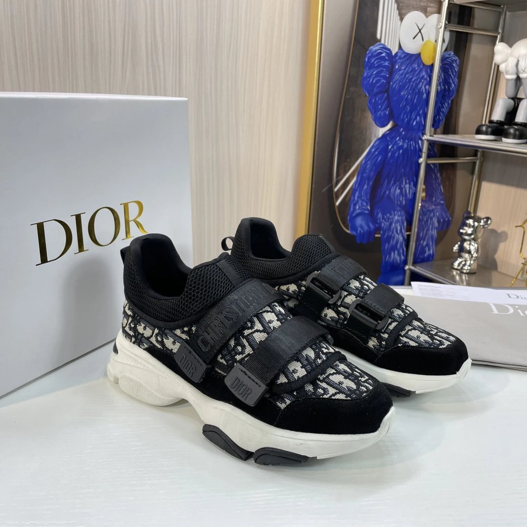 Dior Oblique Black Gray Strap Chunky Unisex Sneakers