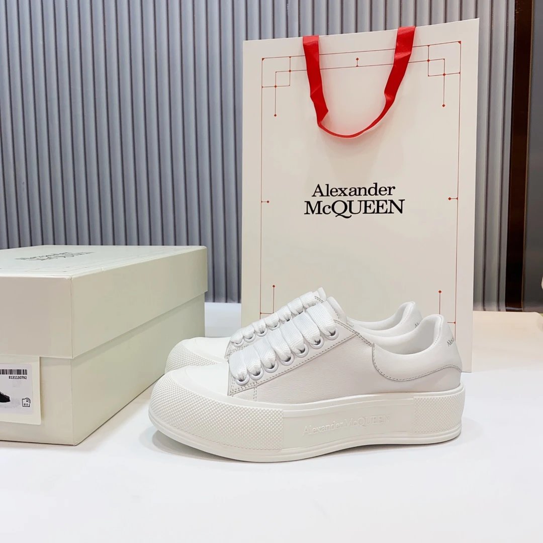 Alexander McQueen Oversized White Leather Platform Sneakers