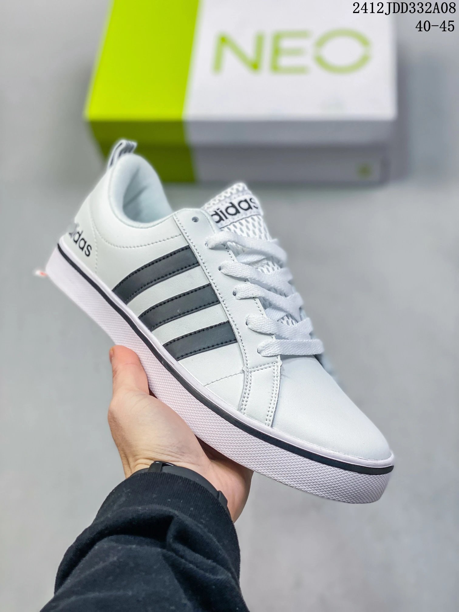 Adidas NEO White Black Low-Top Leather Sneakers