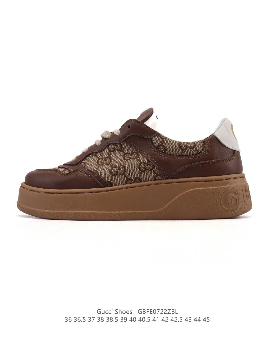 Gucci GG Supreme Brown Canvas Platform Sneakers