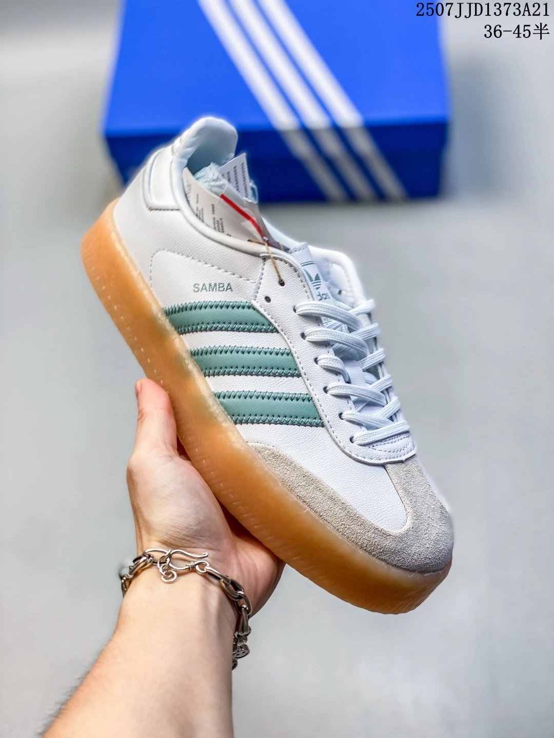 Adidas Samba Retro Leather Low Top White Green Gum Sneakers