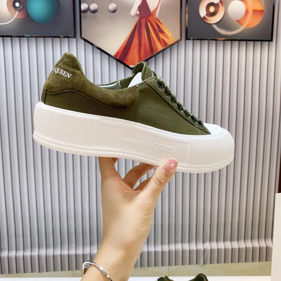 Alexander McQueen Army Green Low Top Platform Sneakers