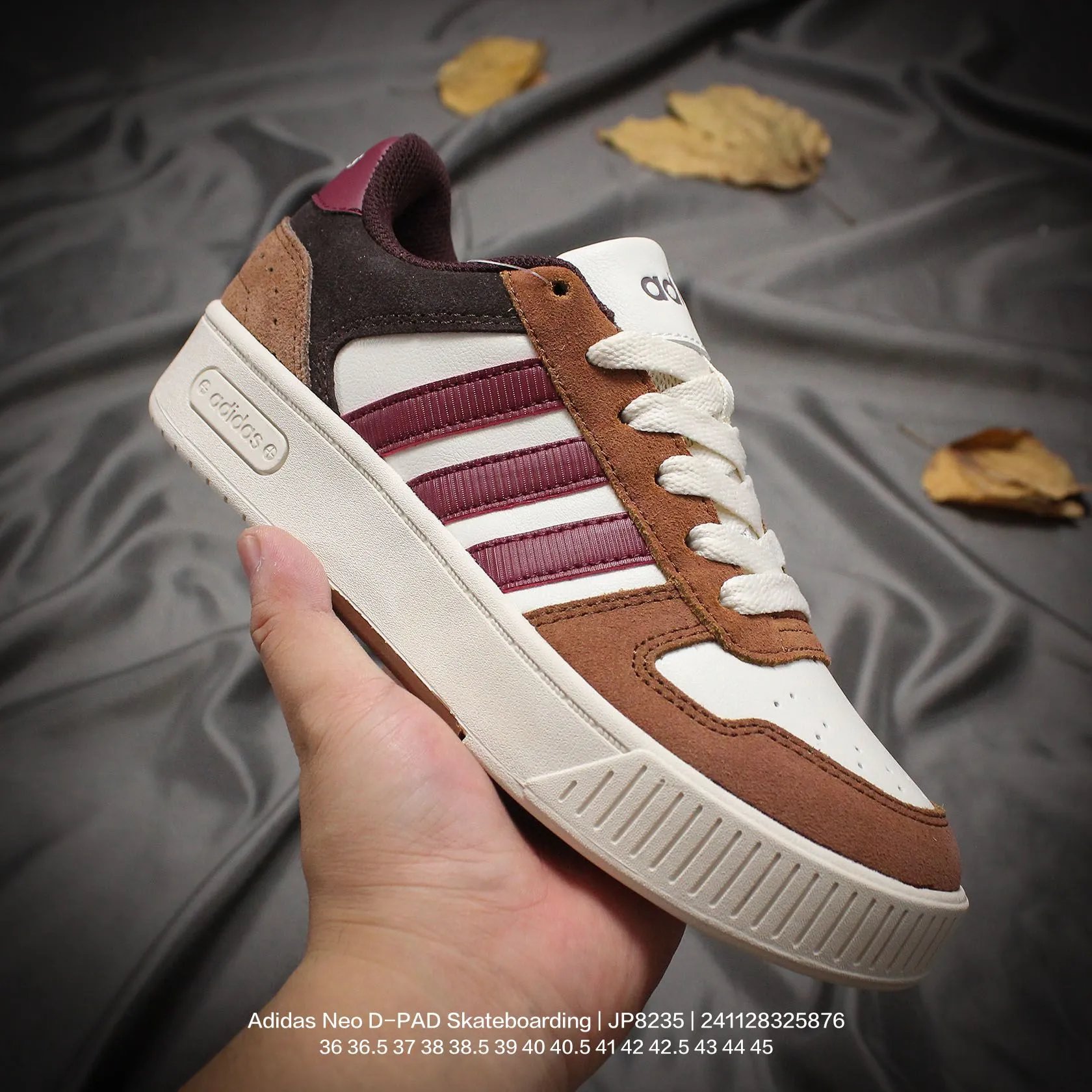 Adidas Neo D-PAD White Brown Burgundy Suede Skate Shoes