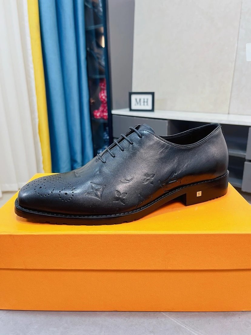 Louis Vuitton Black Monogram Leather Derby Shoes