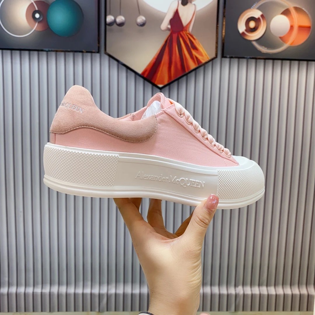 Alexander McQueen Pink Platform Canvas Suede Sneakers Women