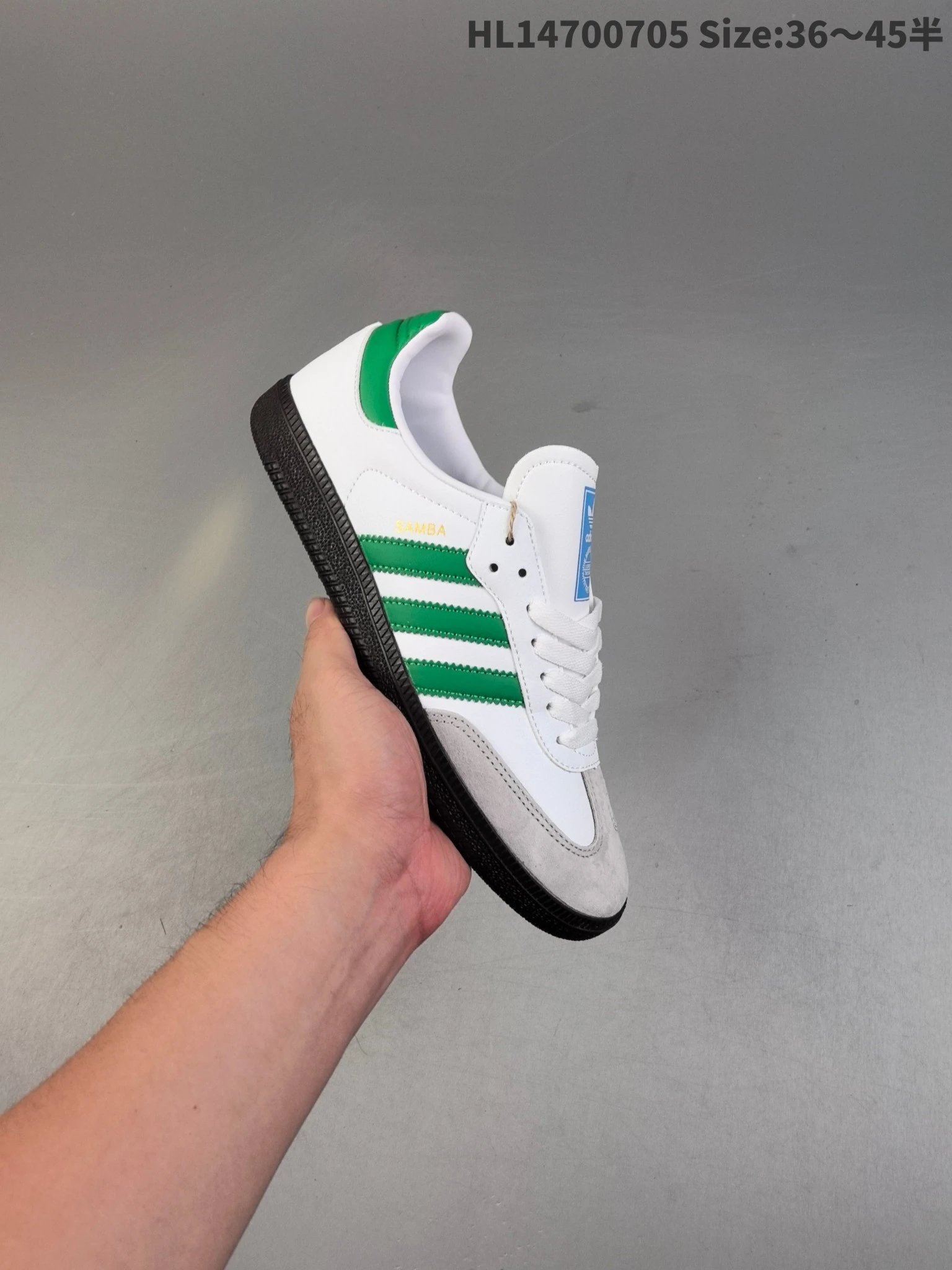 Adidas Samba White Green Retro Low-Top Leather Sneakers