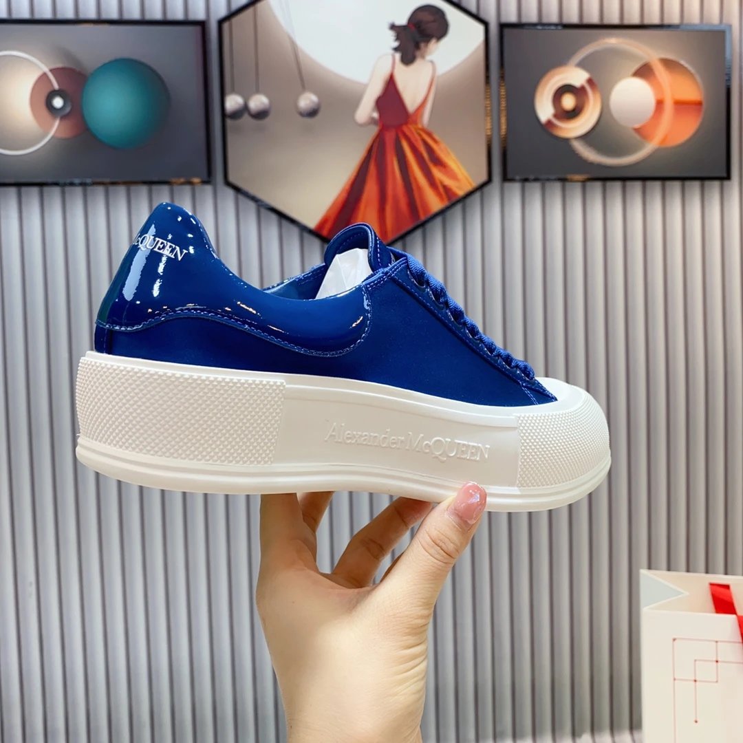 Alexander McQueen Blue Patent Leather Platform Sneakers