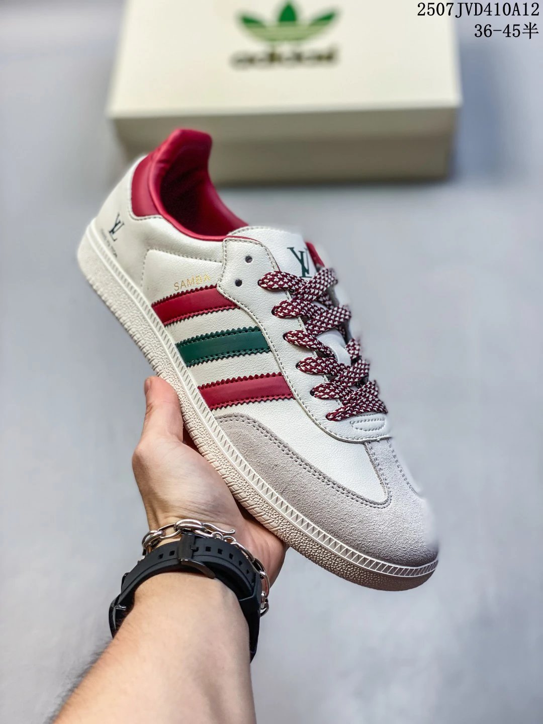 Adidas Samba Beige Red Green 3-Stripes Low Sneakers
