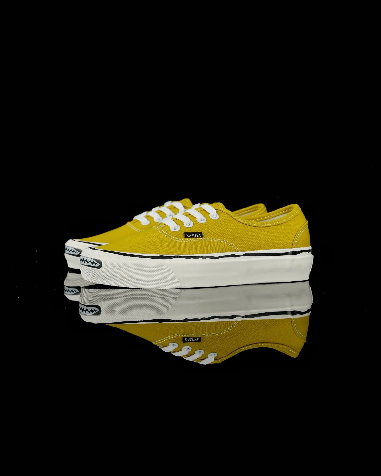 KAMIYA Yellow Low Top Canvas Platform Skate Shoes
