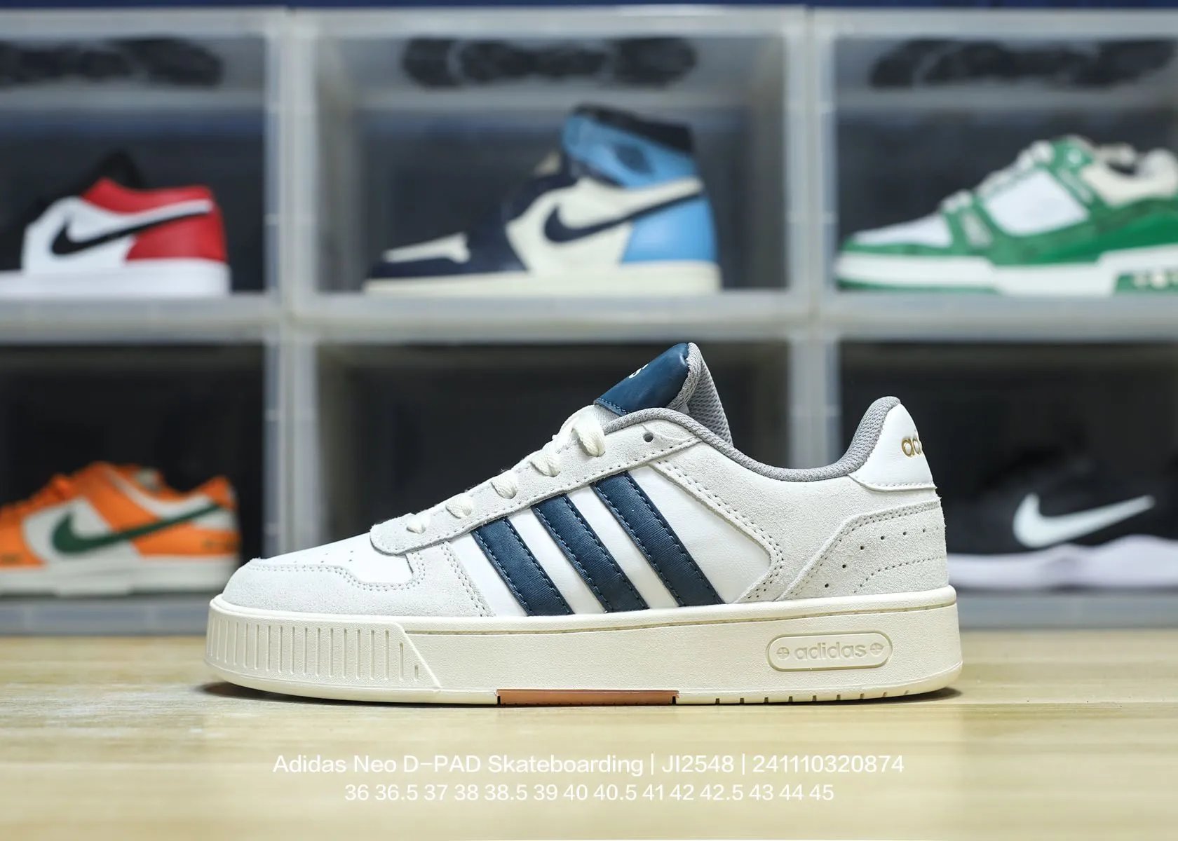 Adidas Neo D-PAD Off-White Navy Suede Skate Shoes