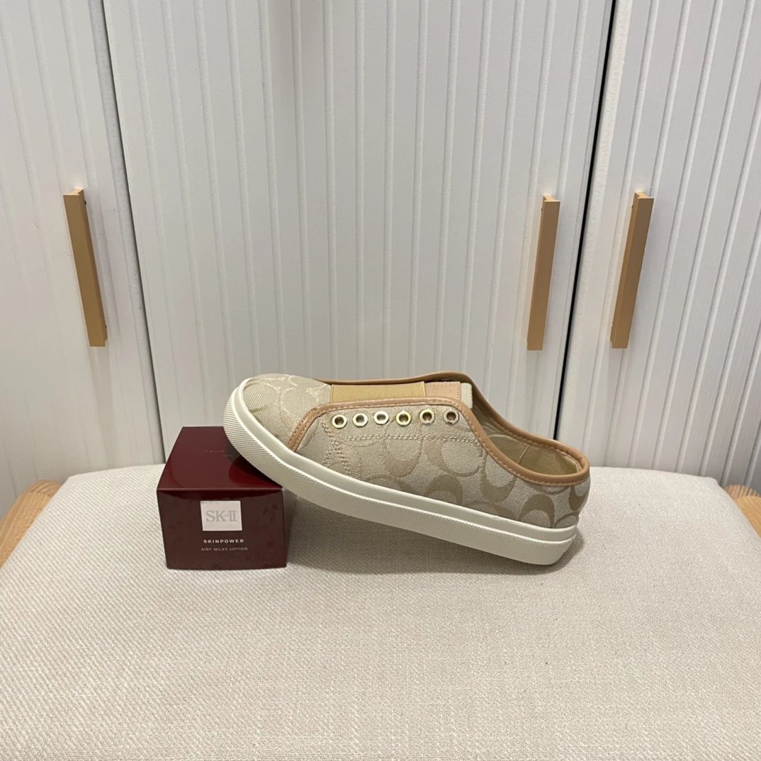 Coach Khaki Signature Canvas Slip-On Platform Sneakers