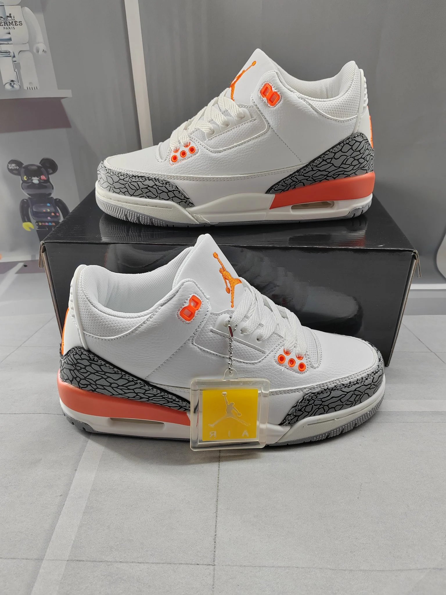 Air Jordan 3 Retro White Orange Cement Sneakers