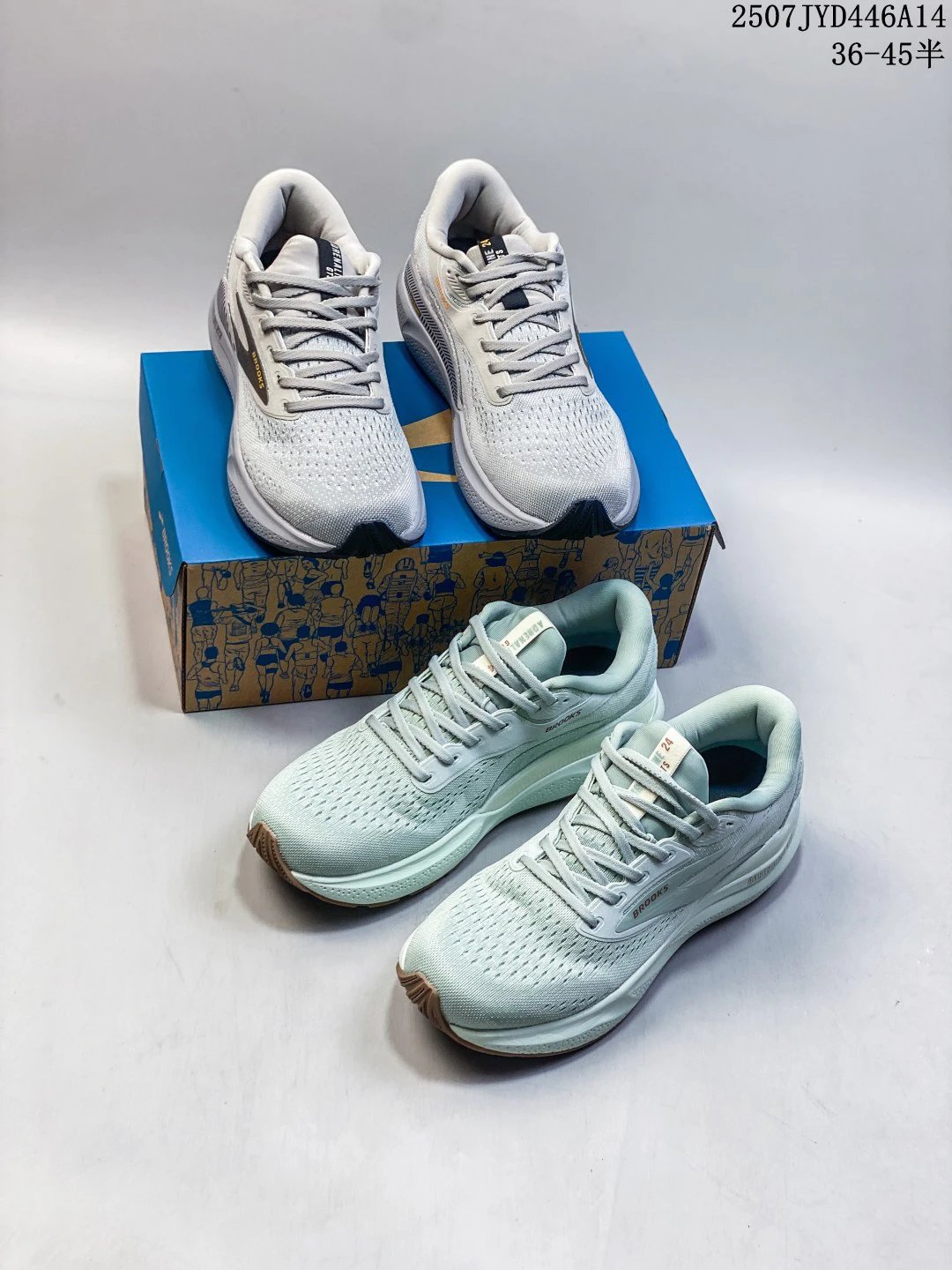 Brooks Gray Green Mesh Cushioned Running Shoes 2025