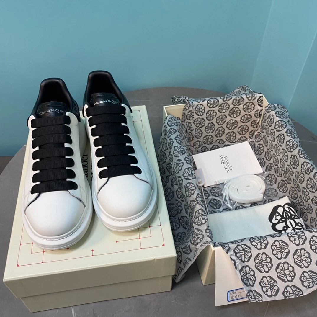 Alexander McQueen Black White Platform Sneakers