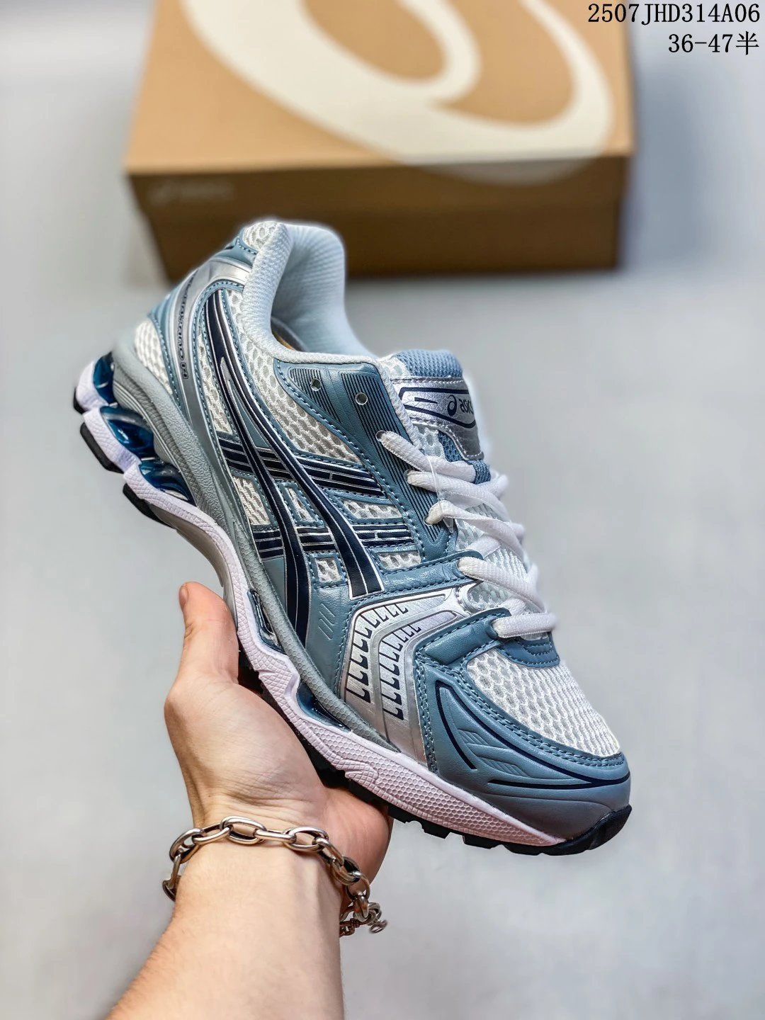 ASICS Retro White Blue Mesh Leather Running Shoes