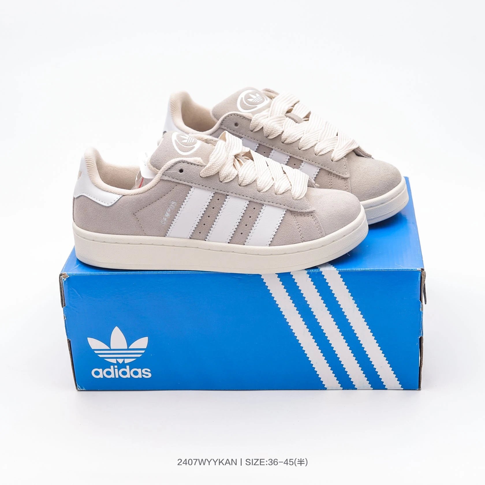 Adidas Campus Beige Grey Suede Retro Low-Top Skate Sneakers