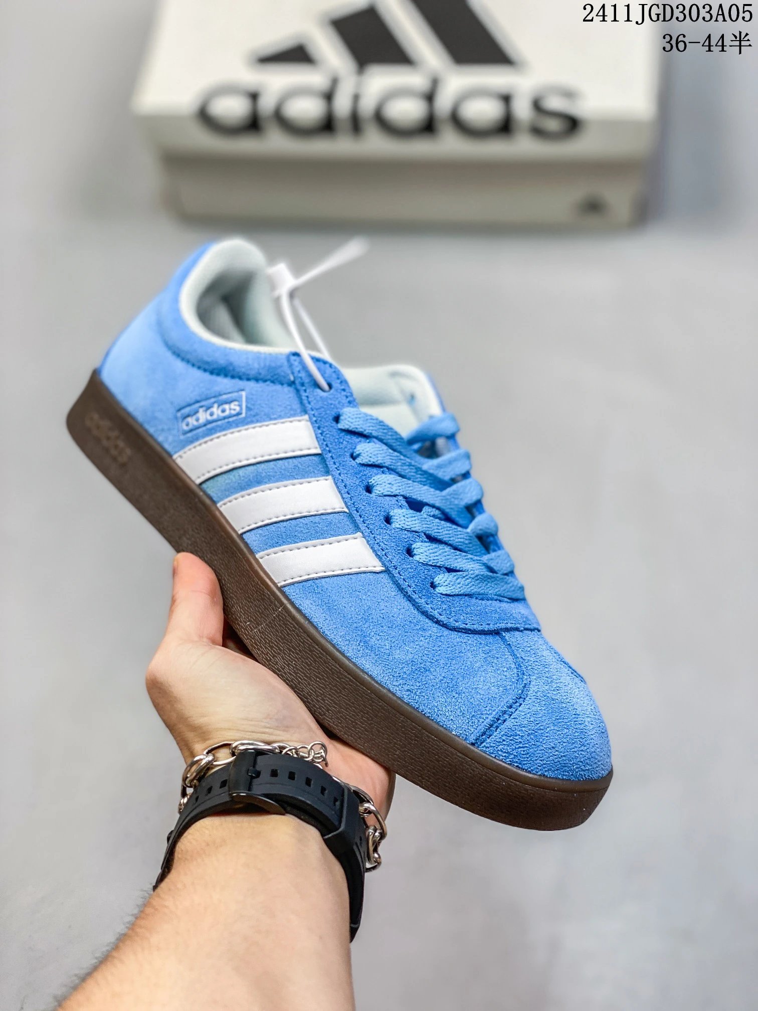 Adidas Gazelle Blue White Suede Gum Sole Sneakers