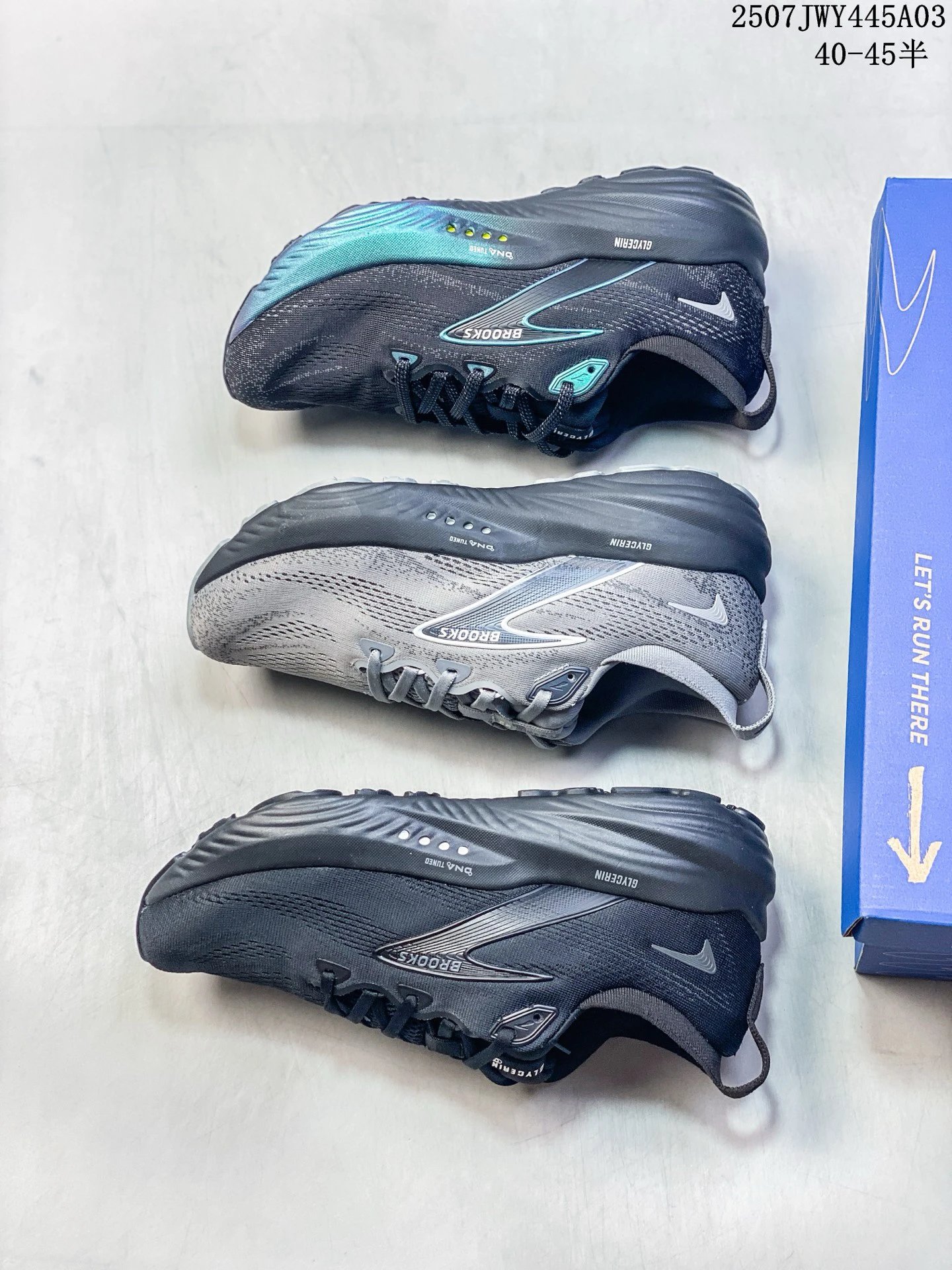 Brooks Black Blue Cushioned Mesh Running Shoes Unisex