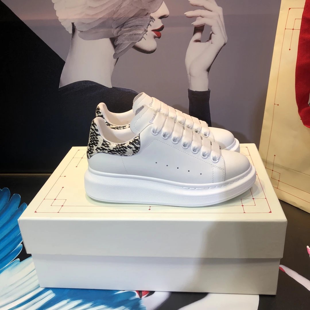 Alexander McQueen Oversized White Snakeskin Heel Sneakers