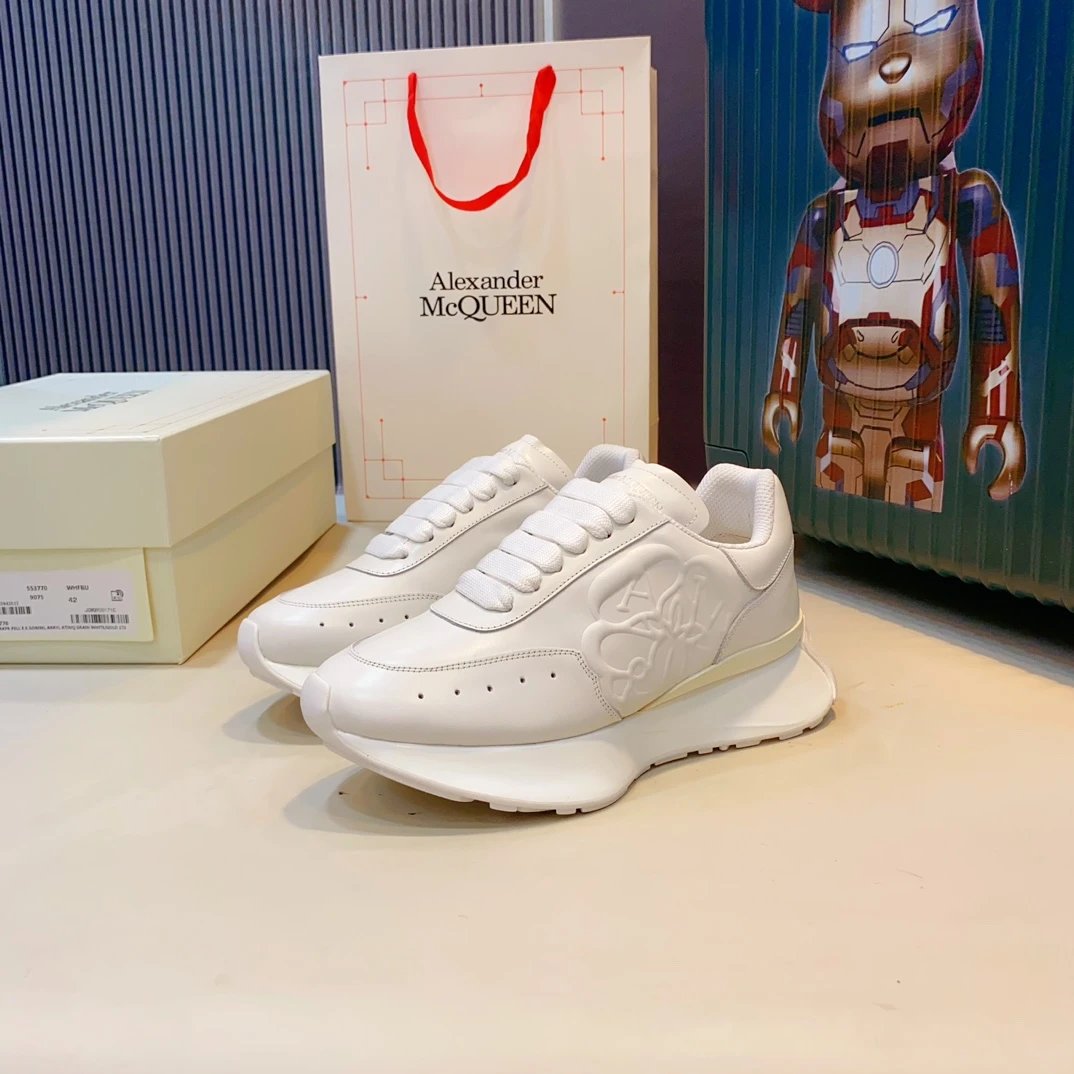 Alexander McQueen White Leather Low Top Chunky Sneakers