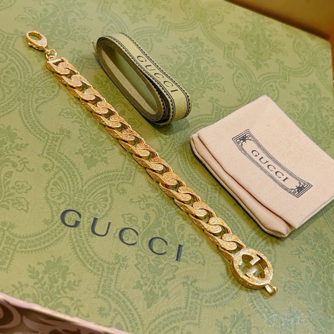 Gucci GG Brown Leather Compact Bifold Wallet Gold Logo