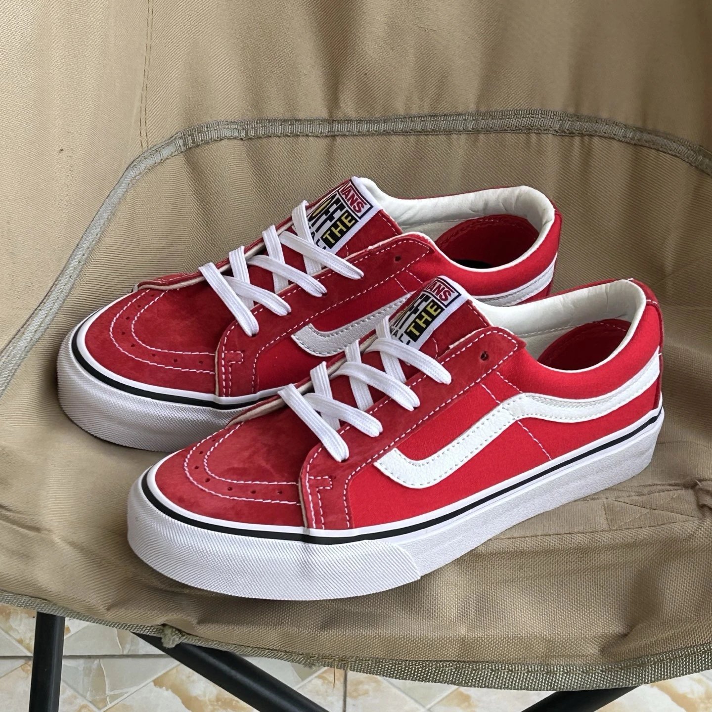 Vans Old Skool Red Suede Canvas Low Top Skate Shoes