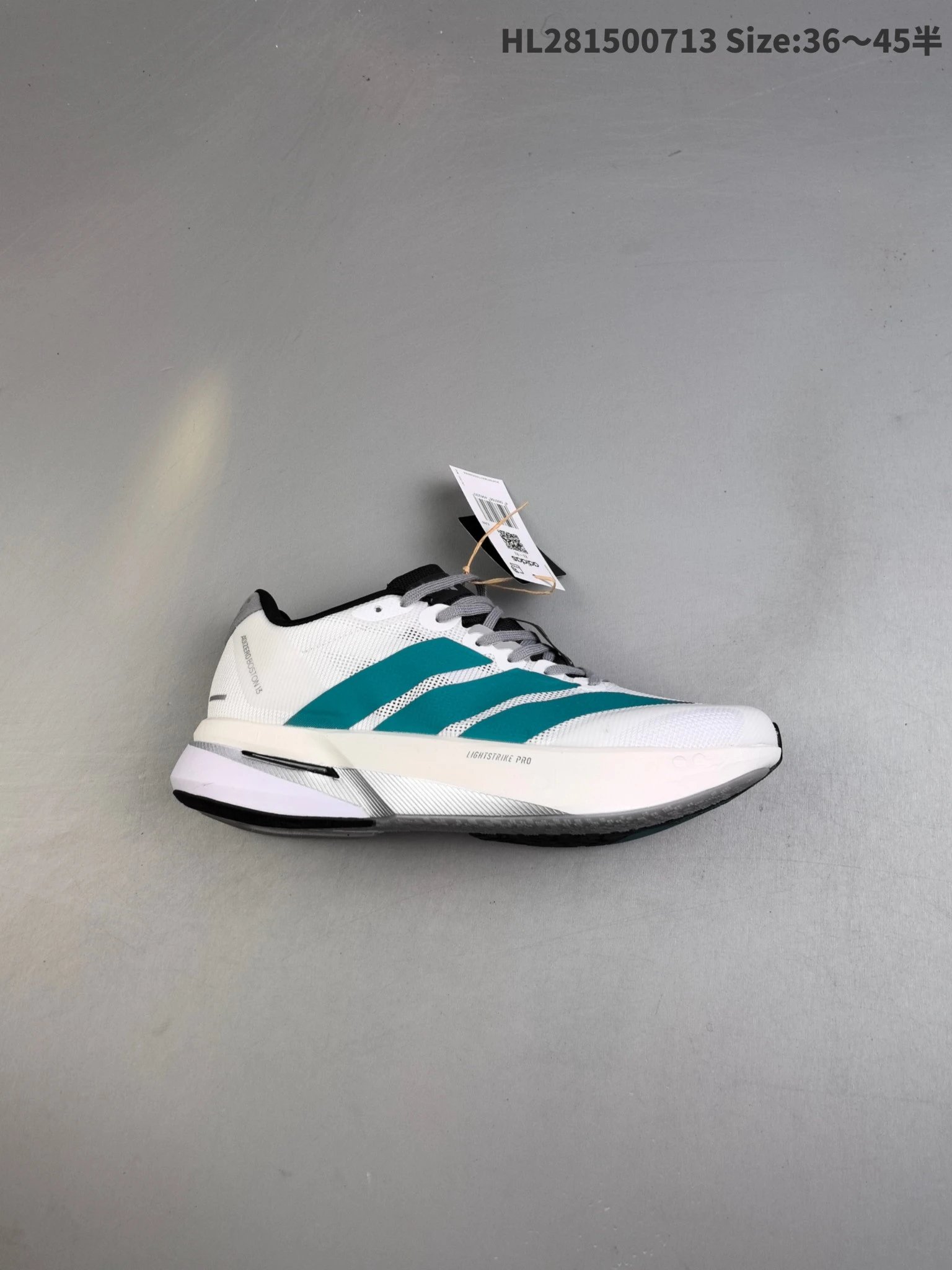 Adidas Adizero Boston 12 White Green Lightstrike Shoes