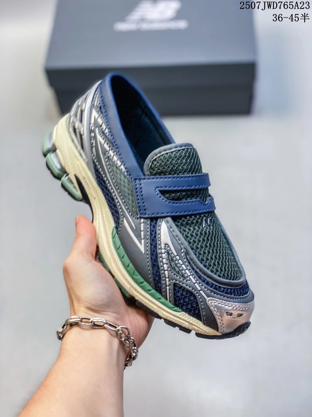 New Balance Navy Silver Retro Strap Running Shoes