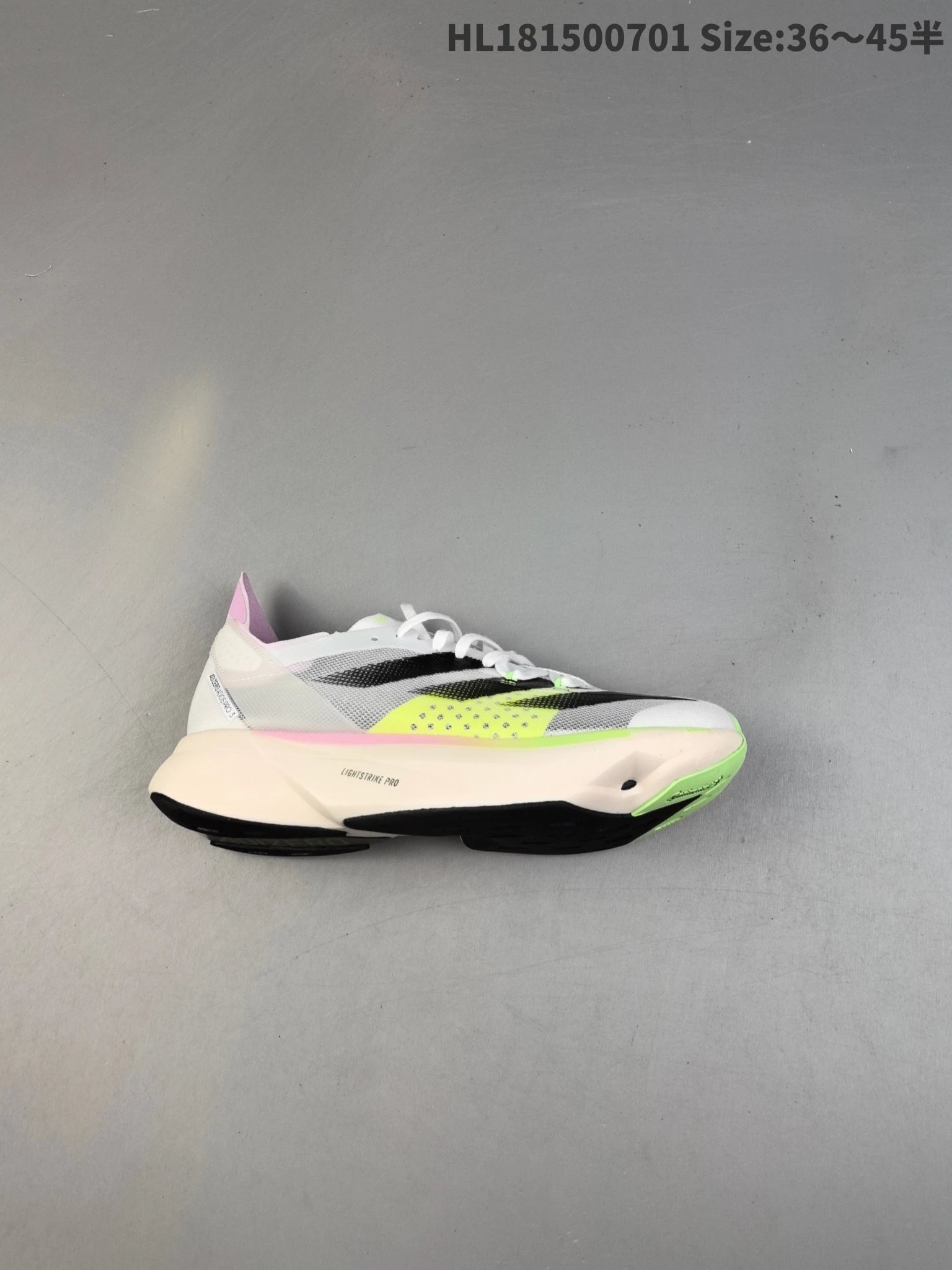 Adidas Adizero White Black Neon Green Running Shoes