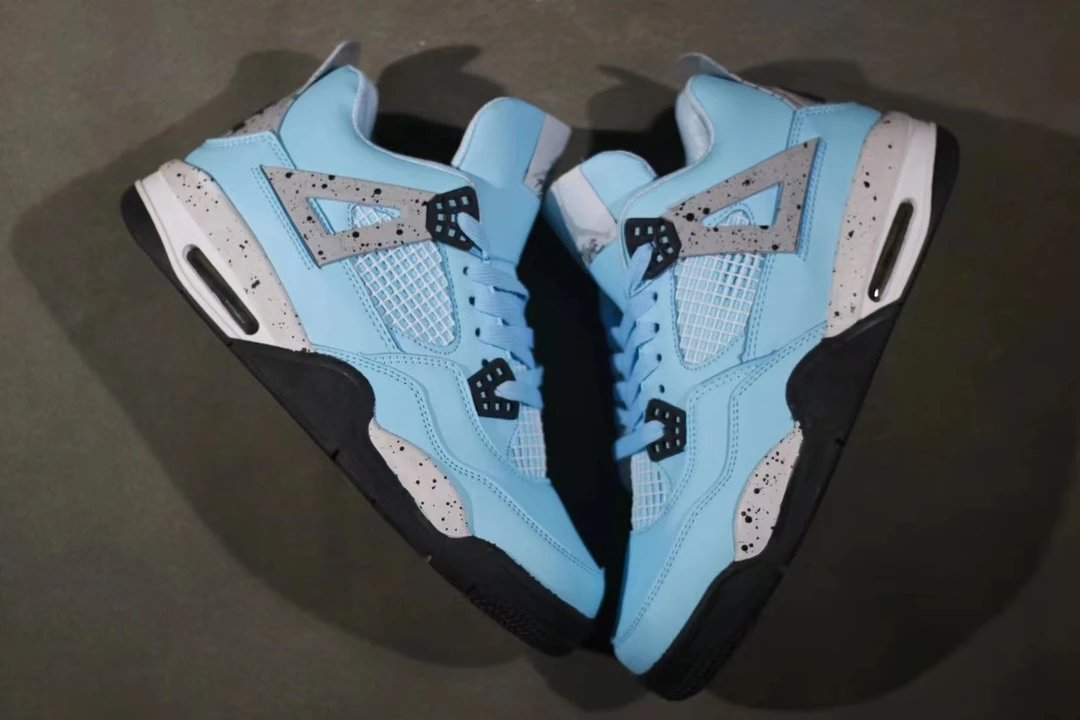 Air Jordan AJ4 Retro University Blue Suede Mesh Sneakers