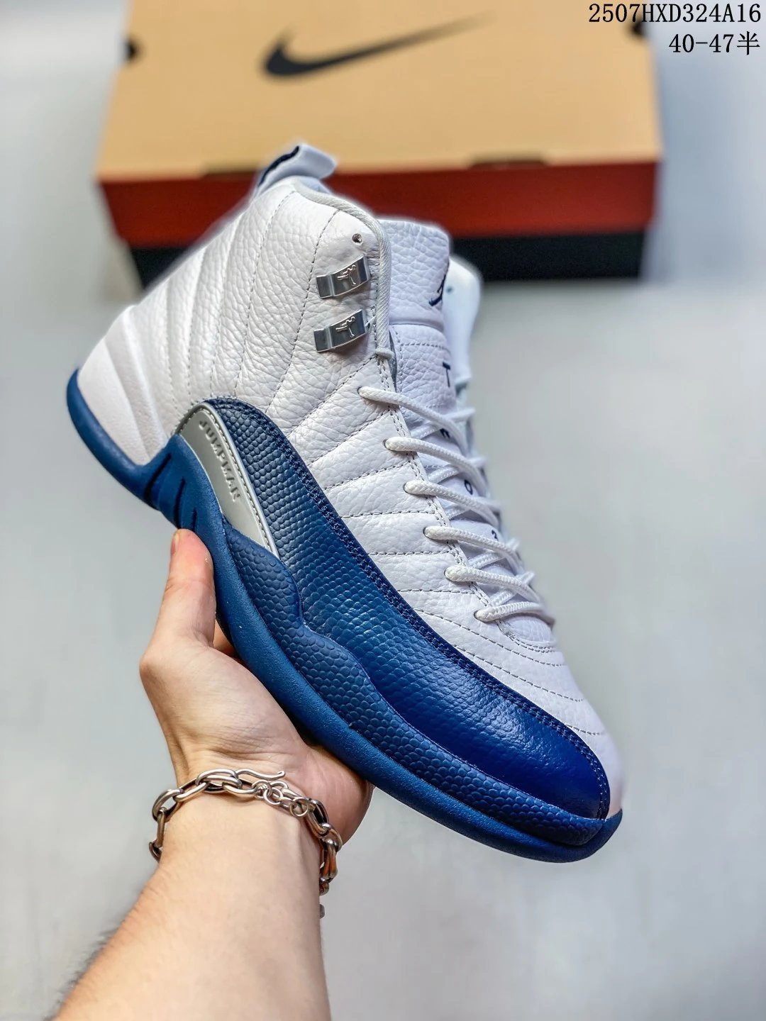 Air Jordan AJ12 White Blue High Top Basketball Shoes