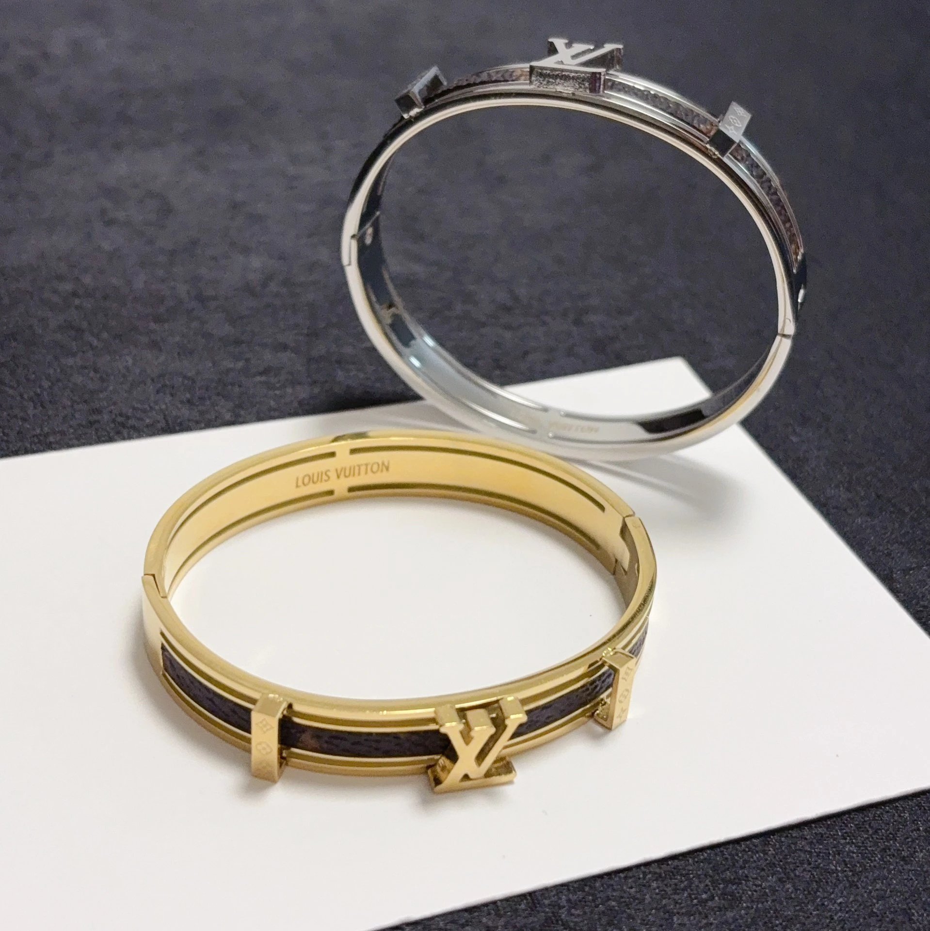 Louis Vuitton Monogram LV Gold Bangle Bracelet for Women
