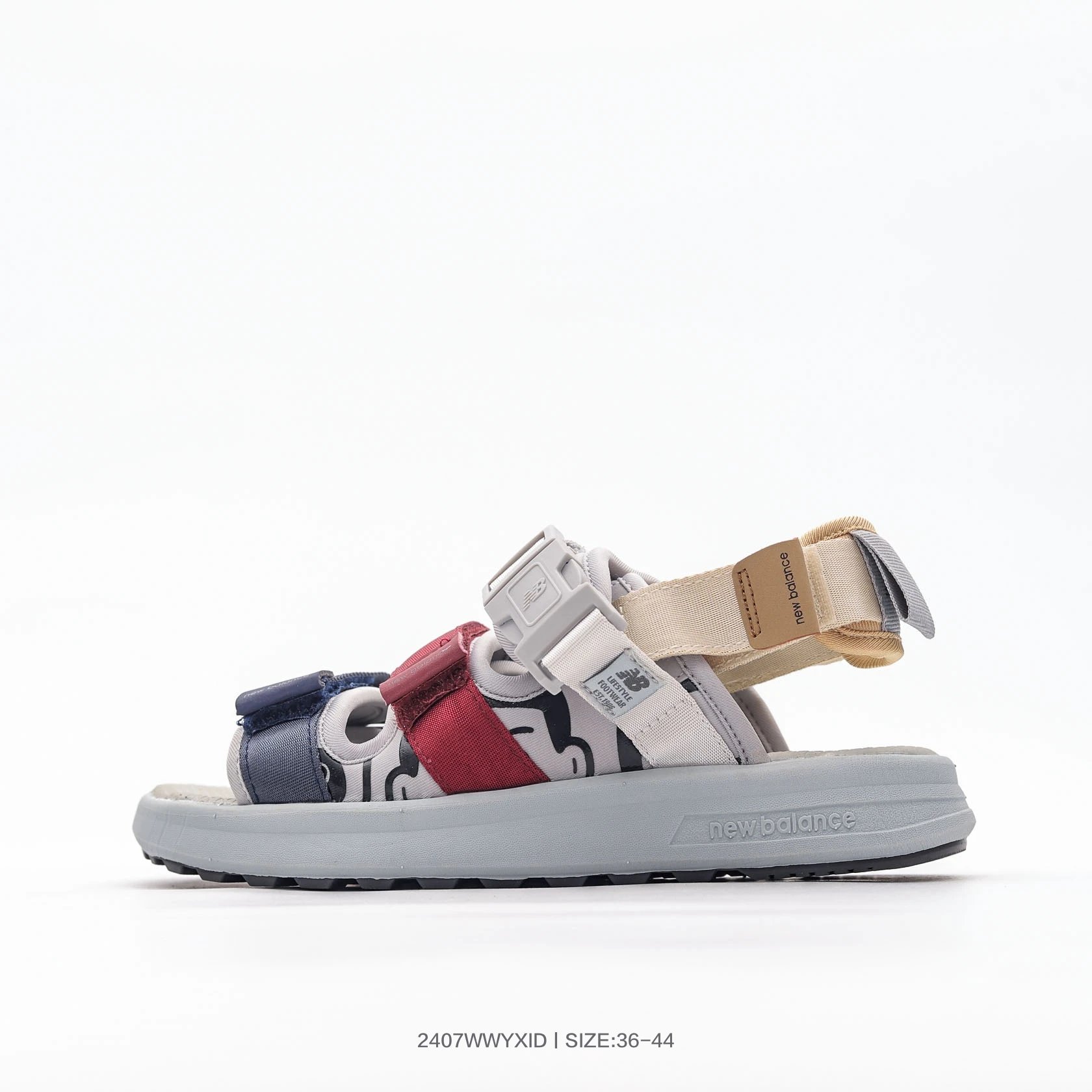 New Balance Beige Colorblock Webbing Sandals Shoes