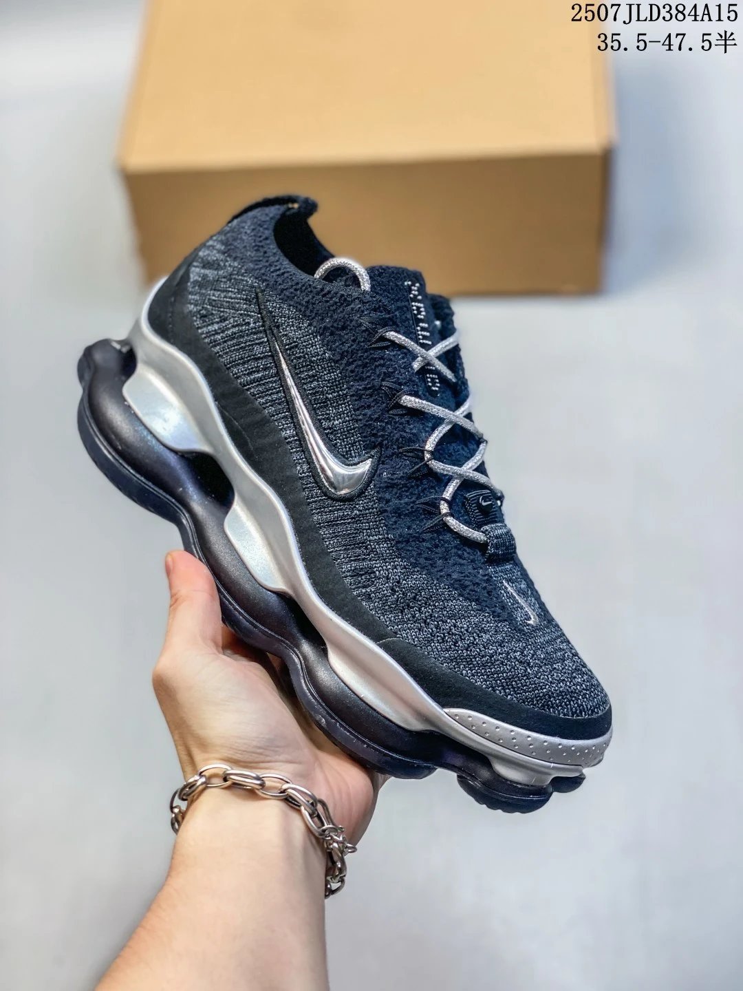 Nike Air Max Scorpion Black Silver Flyknit Running Sneakers