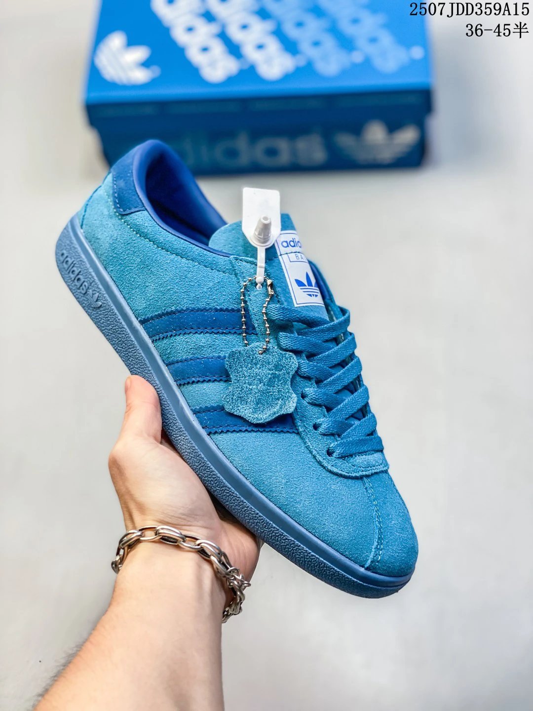 Adidas Originals Blue Suede Low Top Trefoil Sneakers