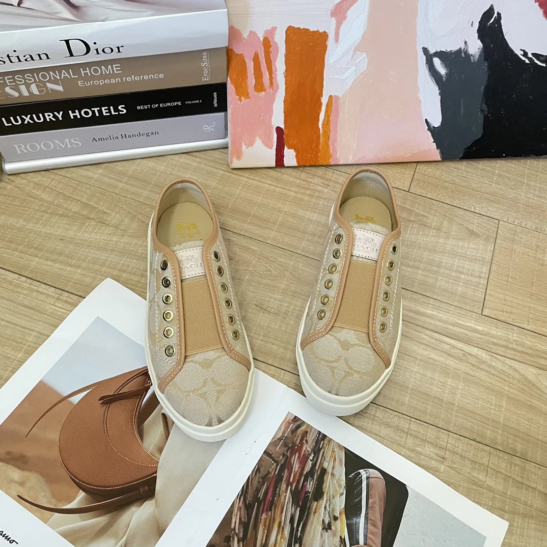 Gucci GG Beige Slip-On Canvas Sneakers Shoes