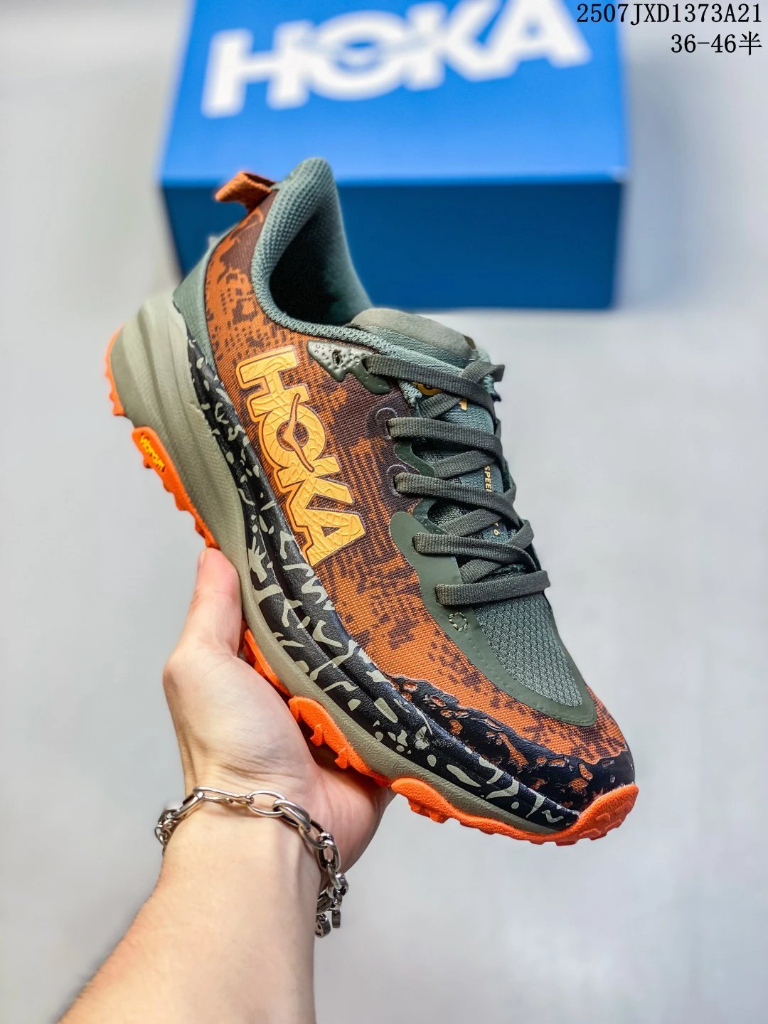 Hoka JXD1373A21 Olive Orange Trail Running Shoes