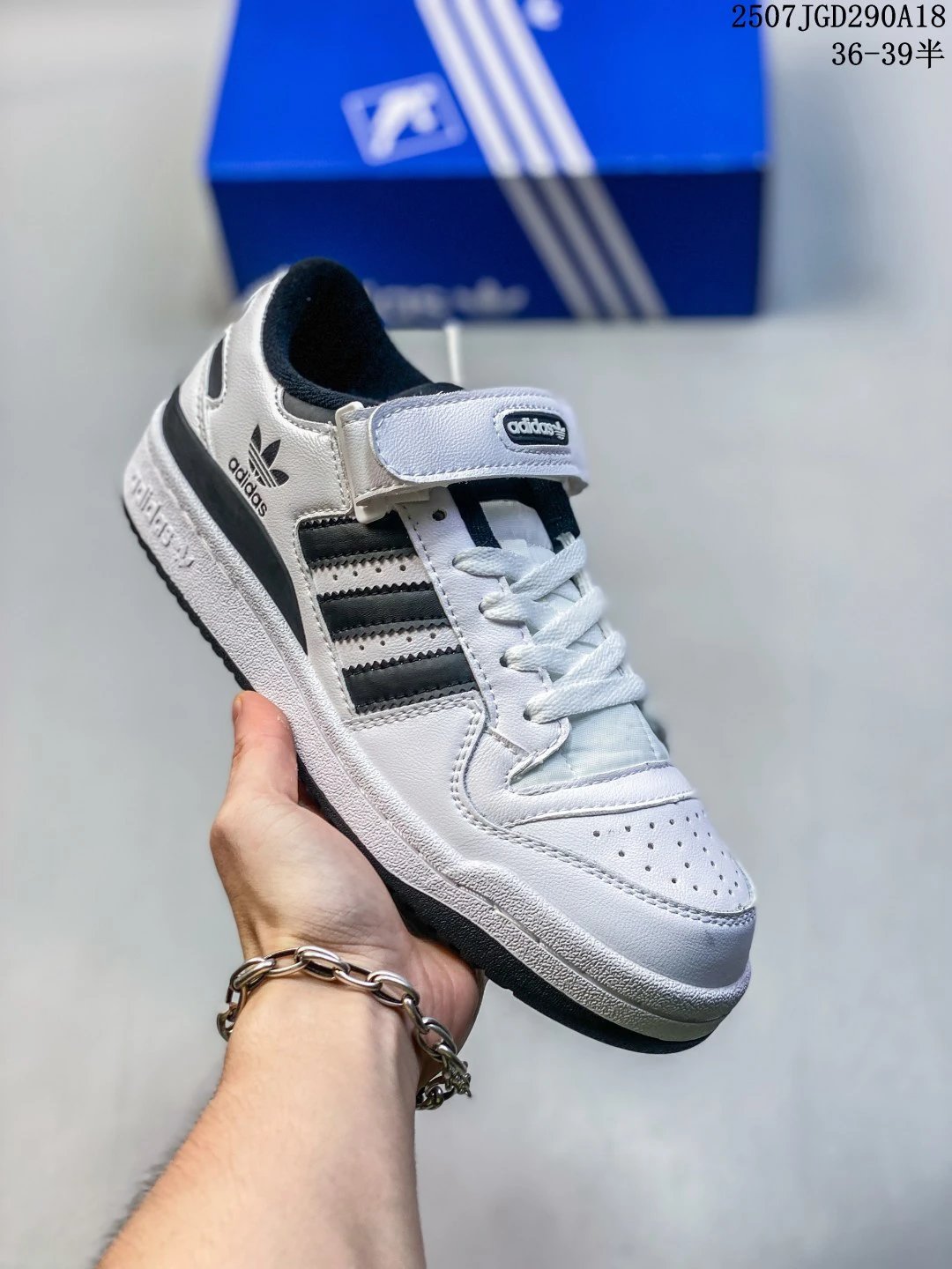 Adidas Forum Low White Black Velcro Leather Sneakers
