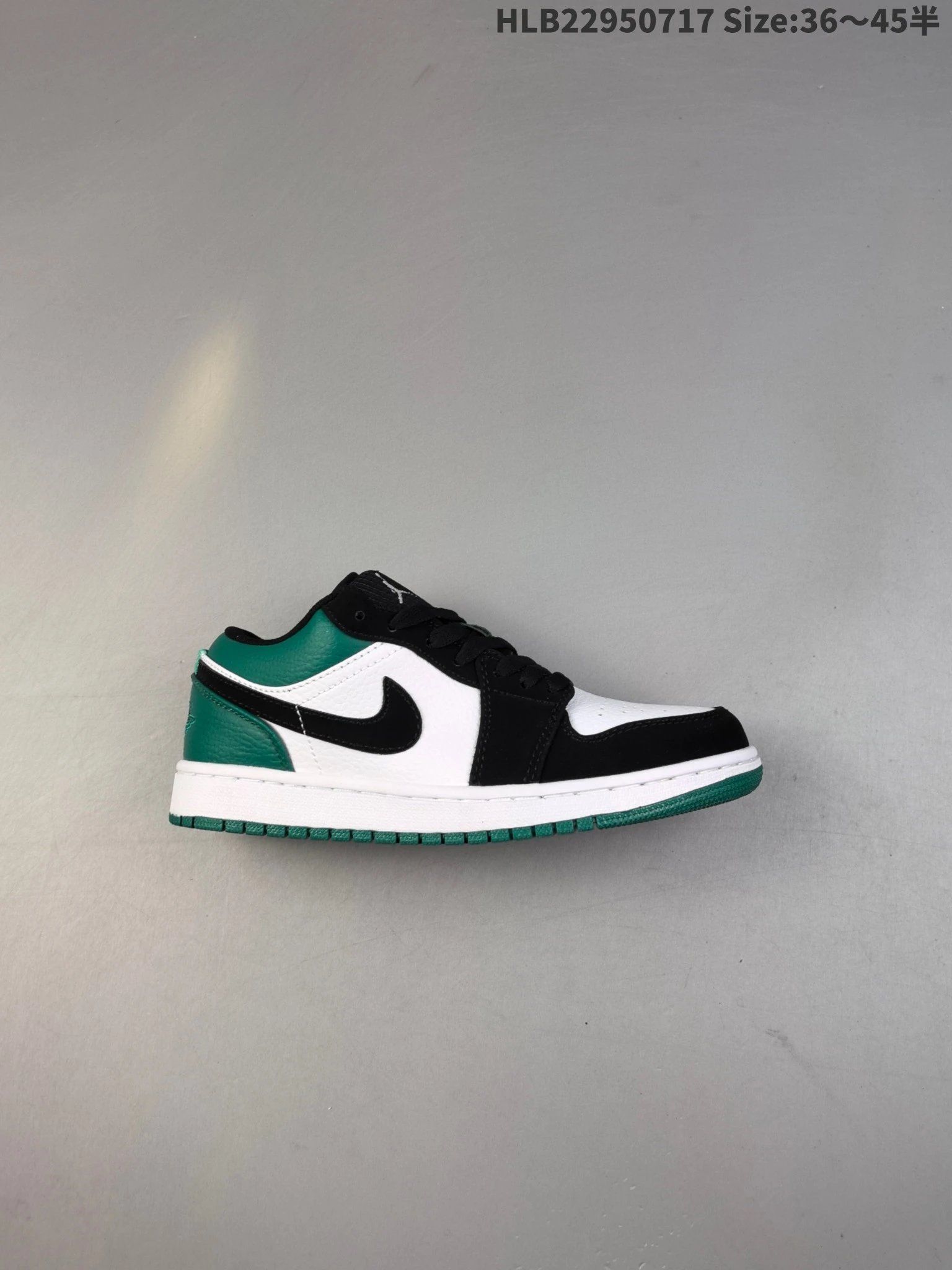 Air Jordan AJ1 Low Black White Green Leather Sneakers