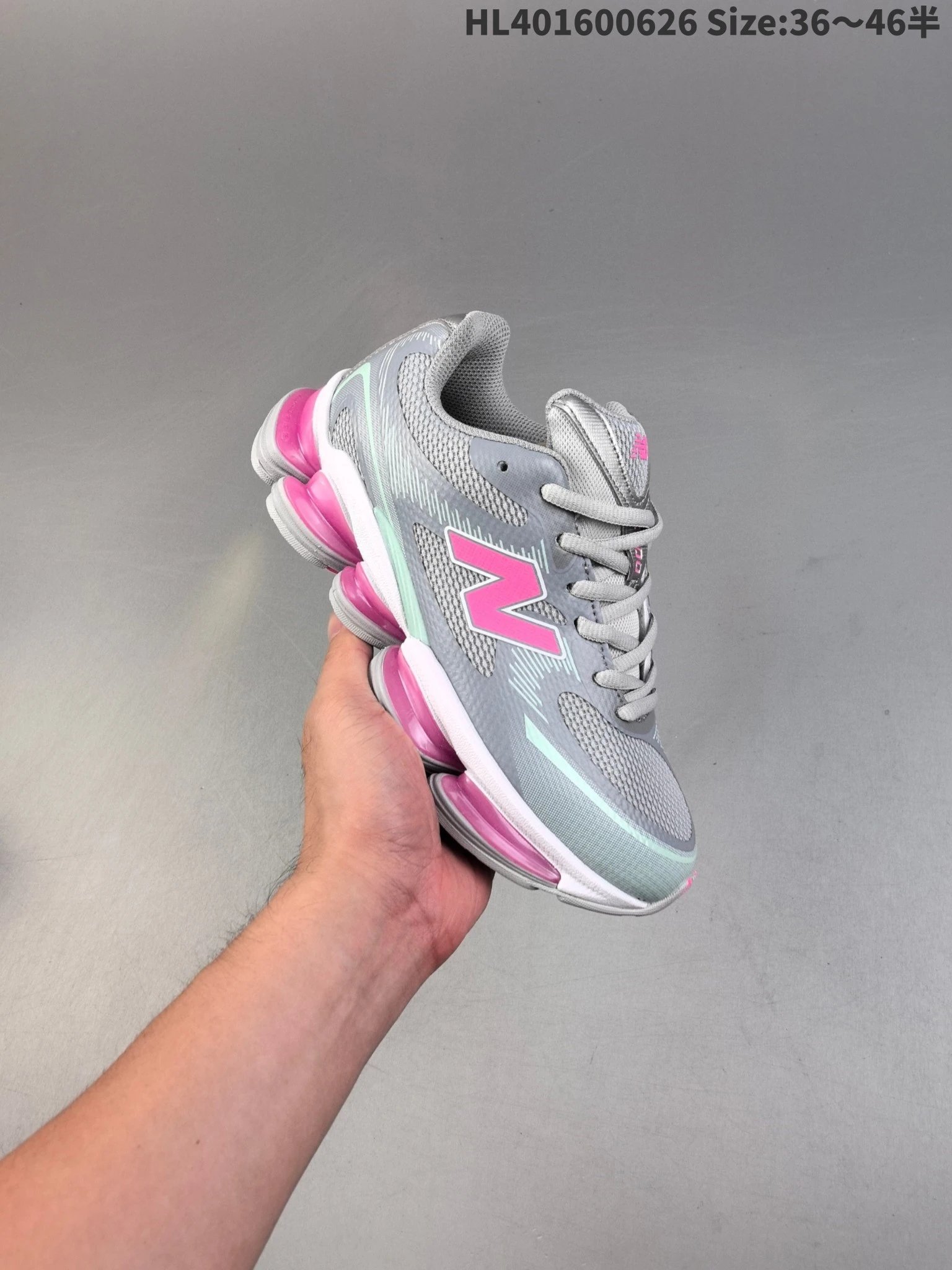 New Balance 9060 Grey Pink Mint Cushioned Sneakers