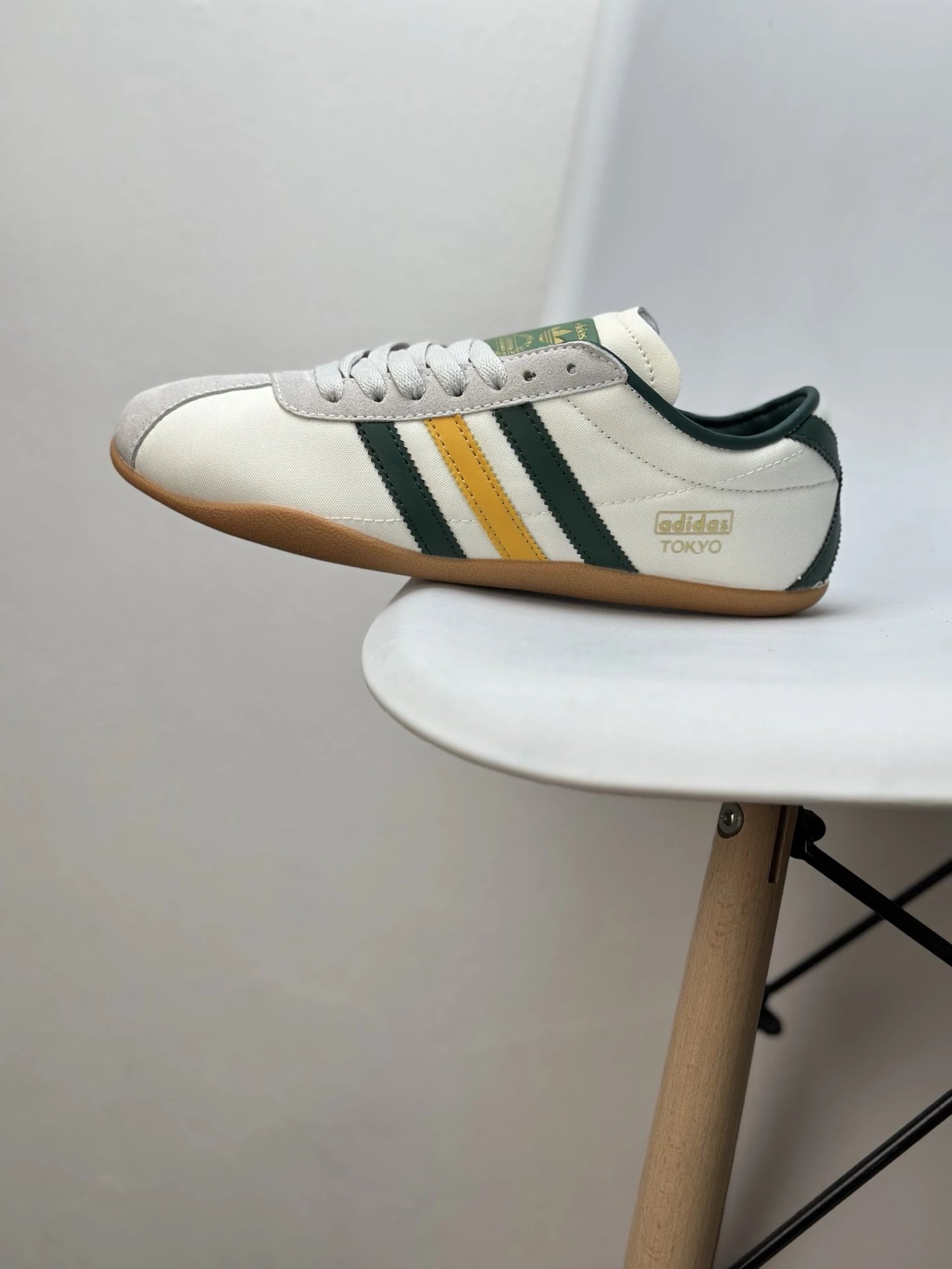 Adidas Tokyo Beige Green Yellow Trefoil Gum Sole Sneakers