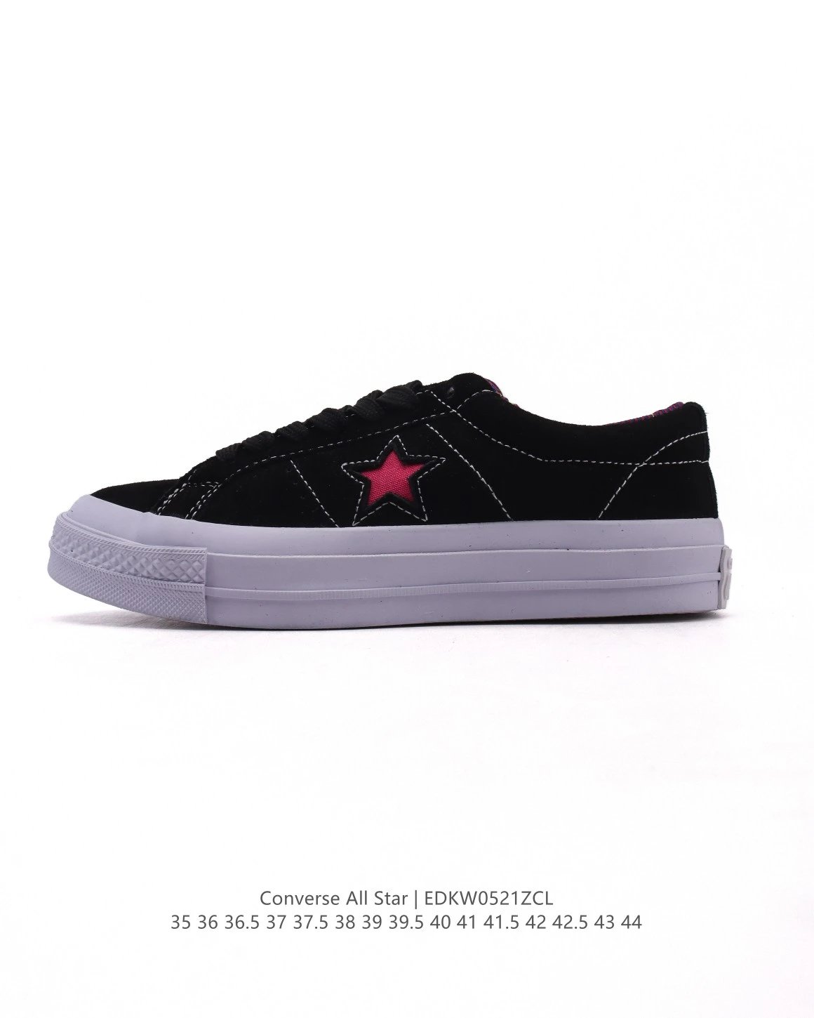 Converse All Star Black Suede Pink Star Platform Shoes