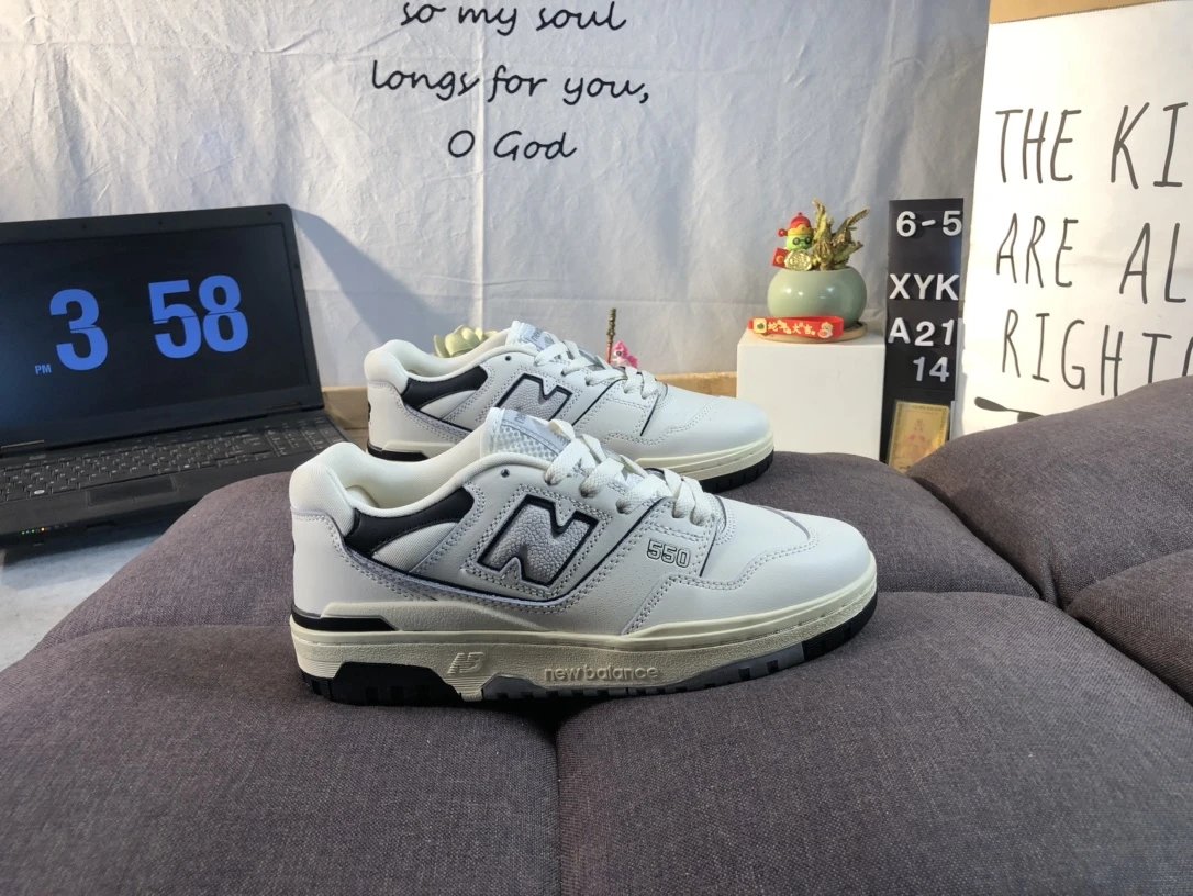 New Balance 550 Grey White Black Retro Basketball Shoes