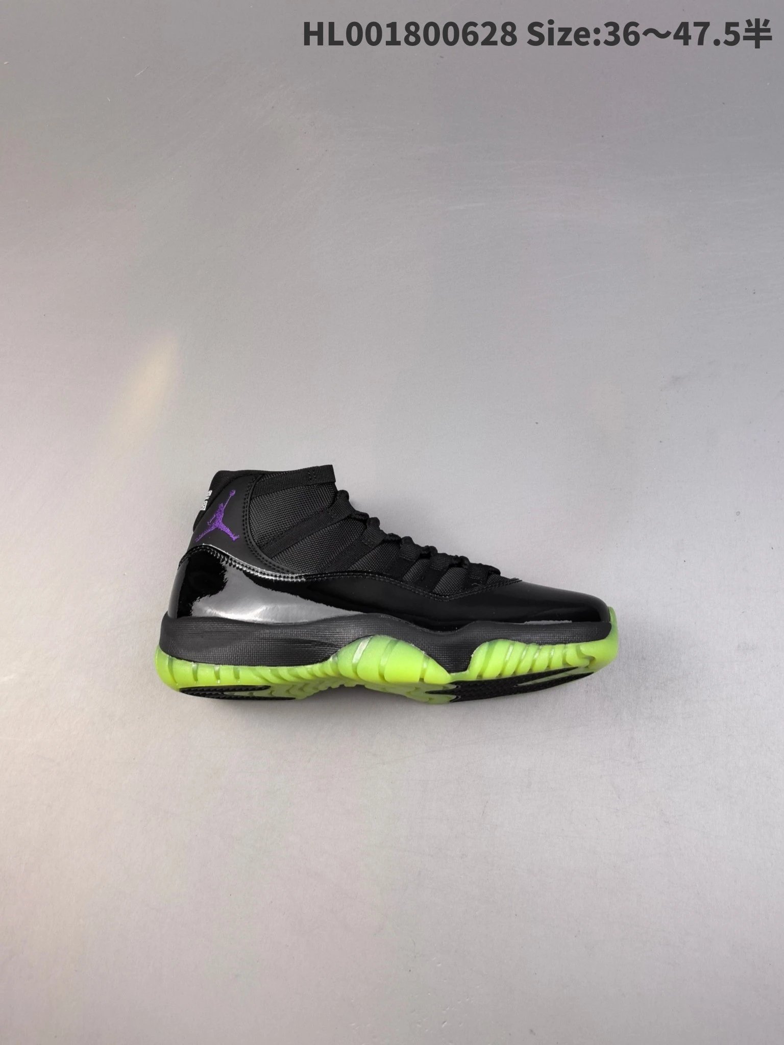 Air Jordan 11 Retro Black Purple Neon Green Shoes