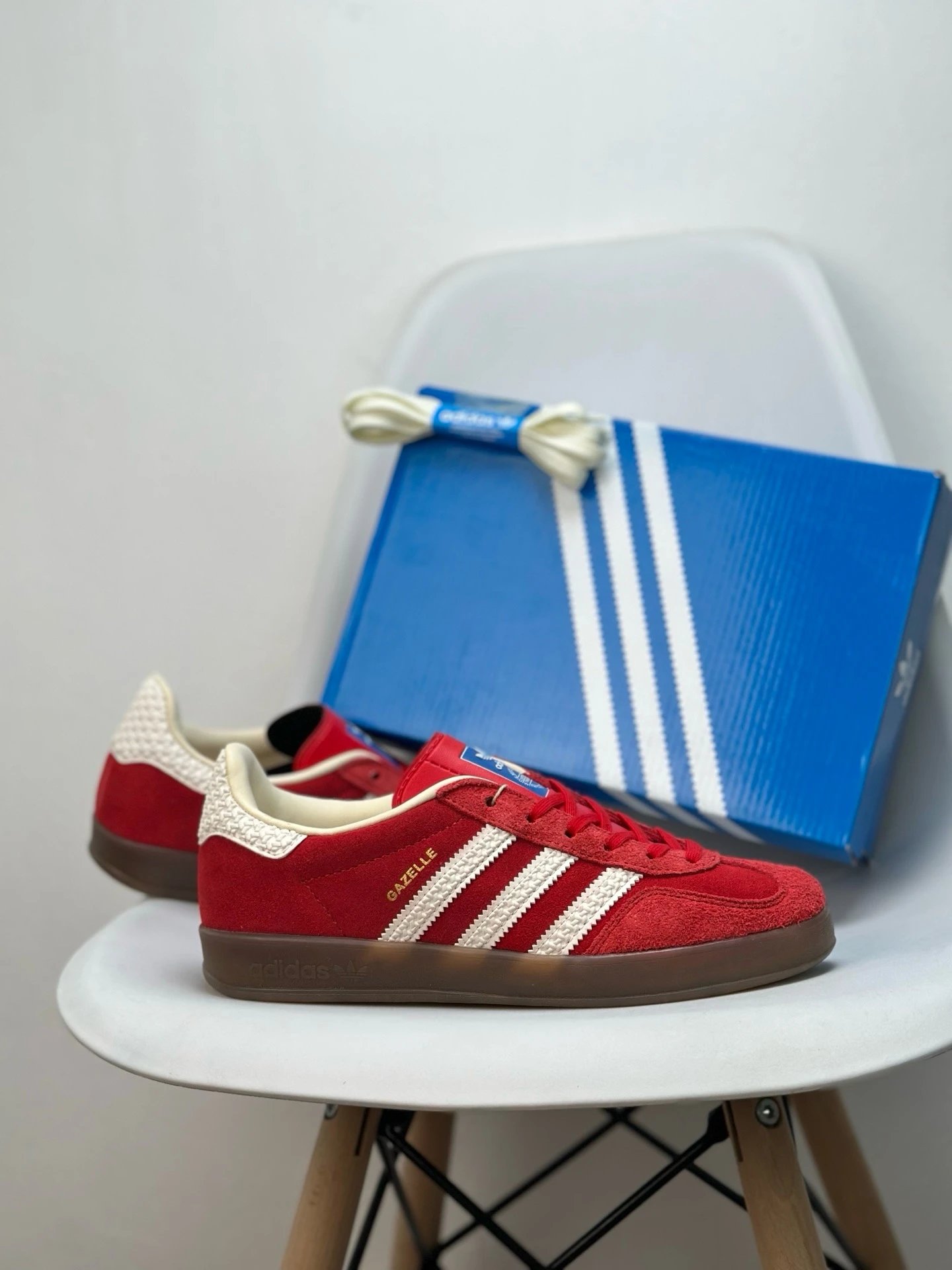 Adidas Gazelle Red White Suede Gum Sole Sneakers